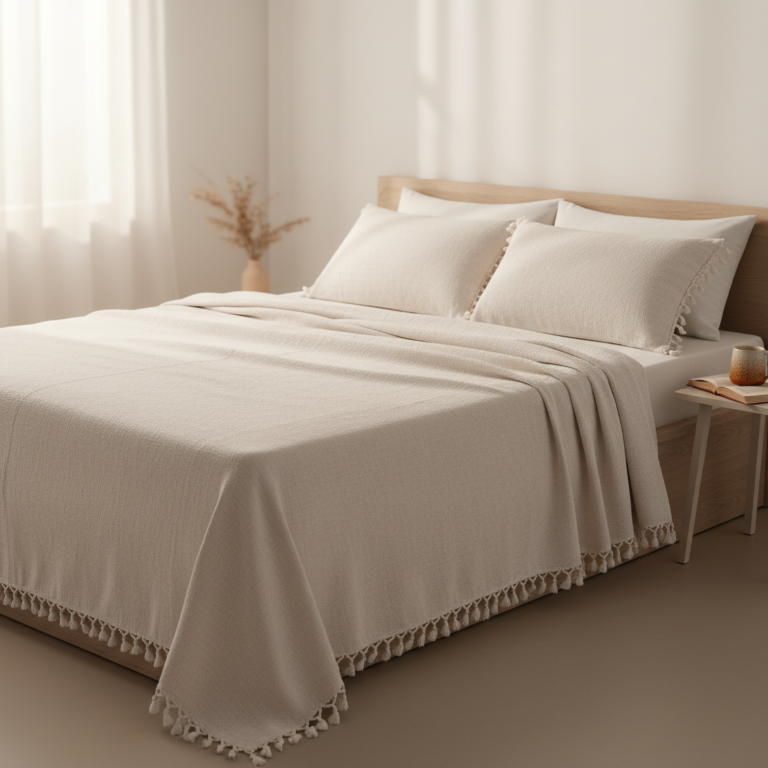 Tassel Bedcover Ivory