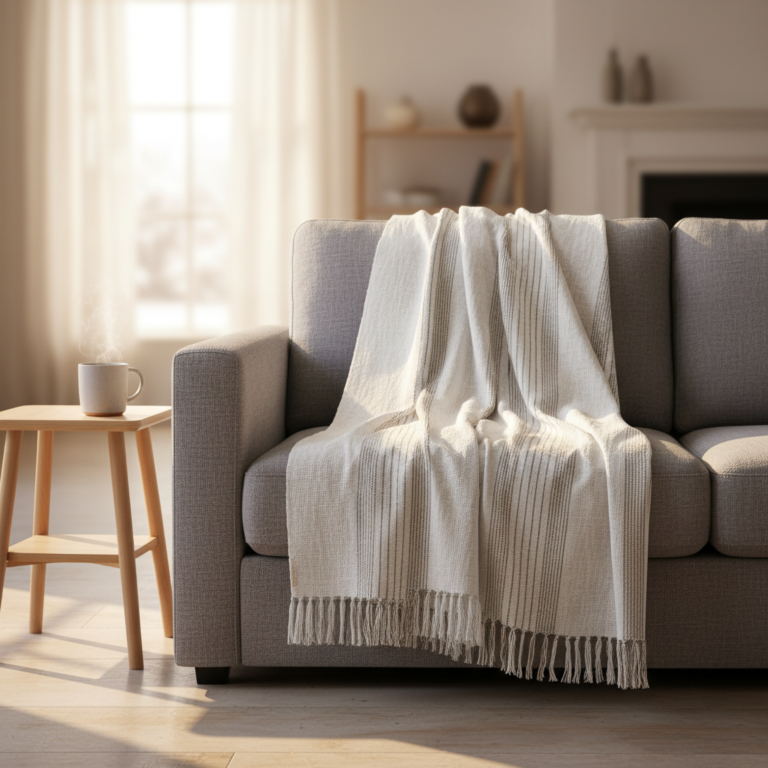 Solid Cream Throw