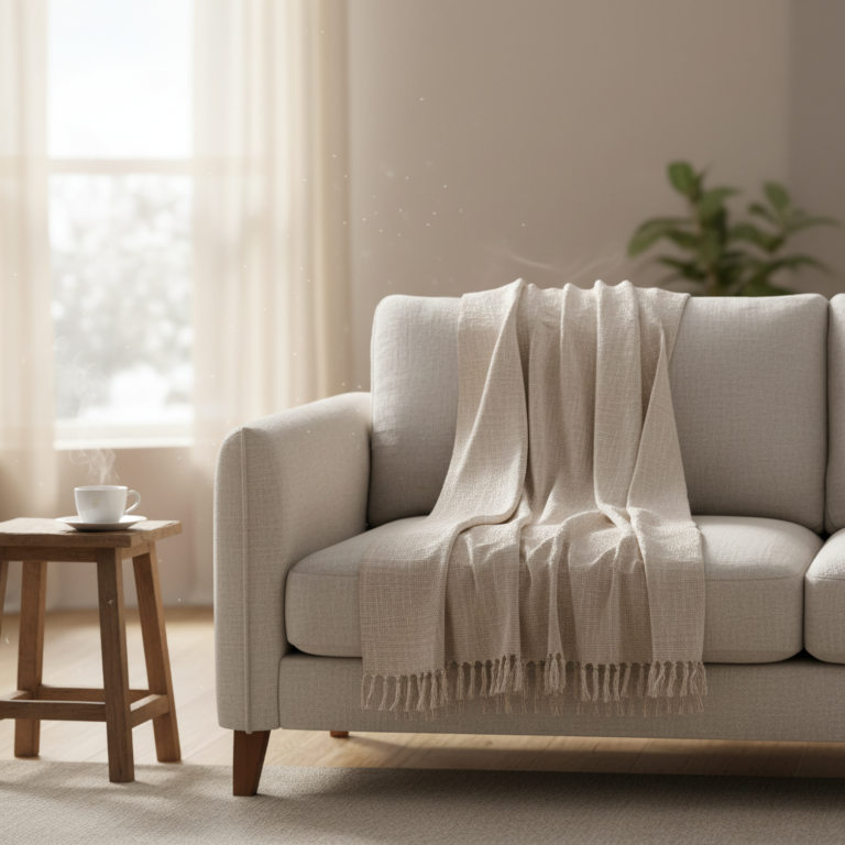 Plain Ivory Throw