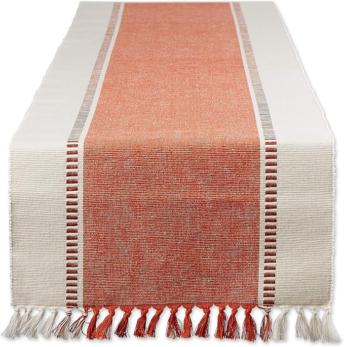 Terracotta Center Stripe Tassel Runner