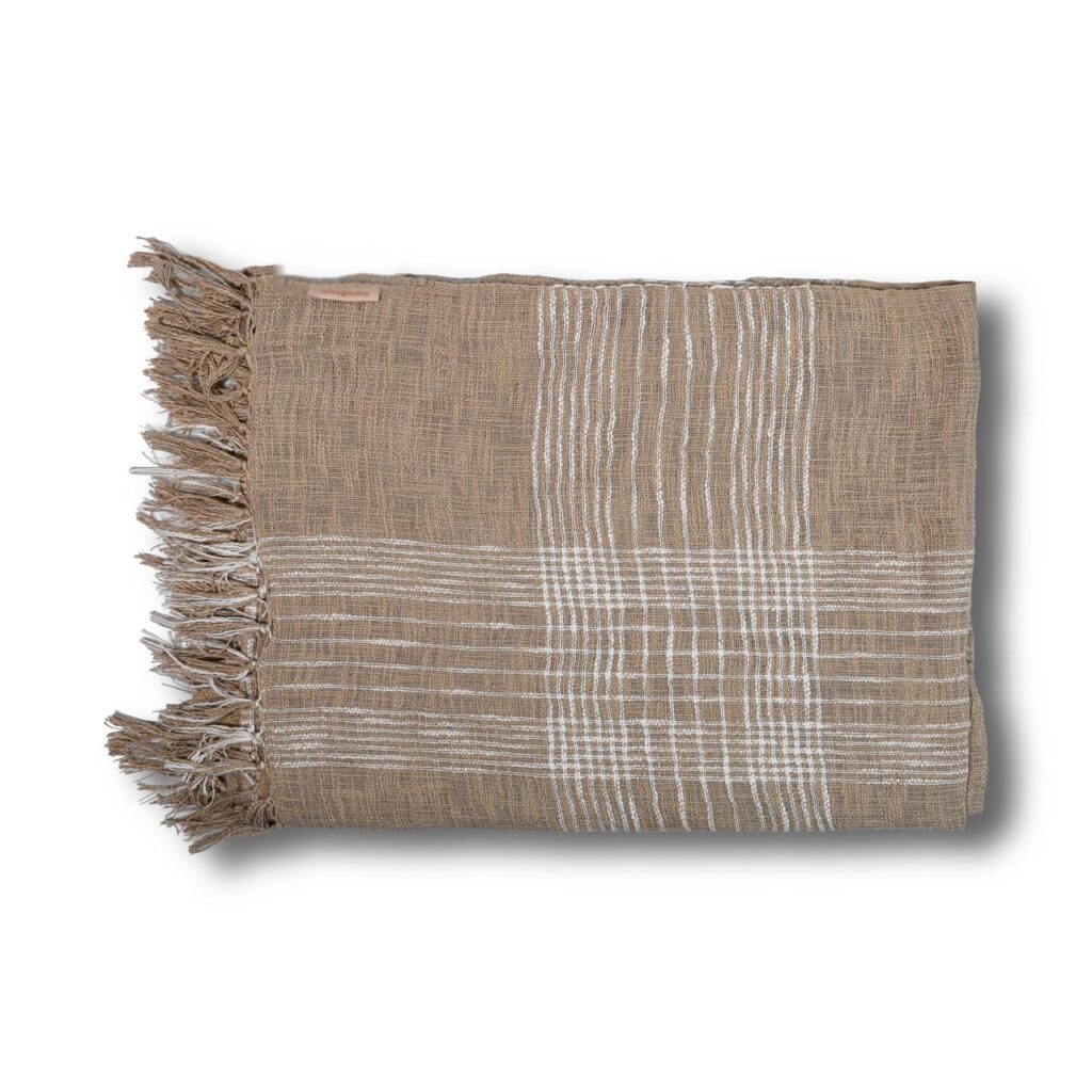 Beige Check Bedcover