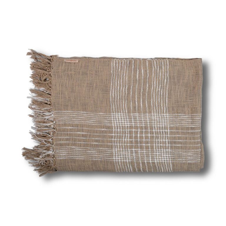 Beige Check Bedcover