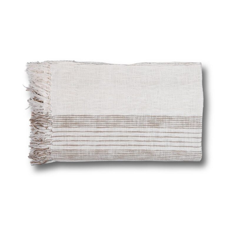 White Beige Stripe Bedcover